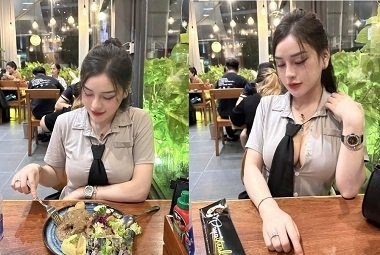 Vú to mời ăn tối hóa ra bị đụ